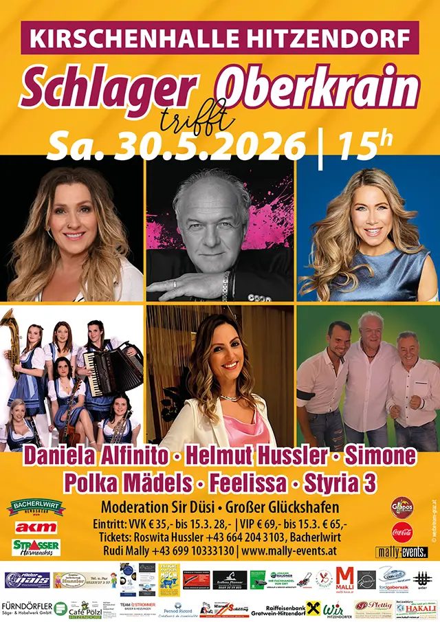 Schlager trifft Oberkrain Konzert Kirschenhalle Hitzendorf