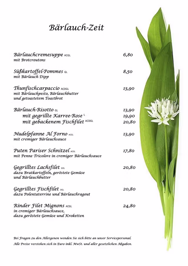 Bärlauch-Gerichte im Restaurant Rudolf Graz